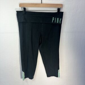 PINK YOGA Victoria's Secret Capri Yoga Pants Women's Medium Black/Mint Green
